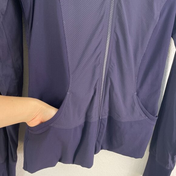 Lululemon Womens 8 Flux Jacket Reversible Zip Up Hooded Navy - Picture 6 of 16